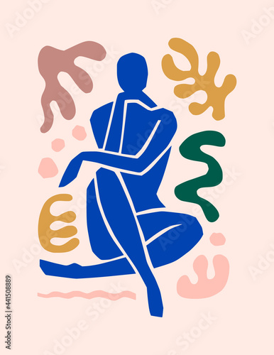 Matisse-inspired Abstract Art of the Female Figure and Organic Shapes in a trendy minimalist style Fototapet