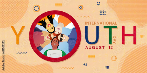 International Youth Day August 12 Celebration Society Awareness Banner Vector Creative Concept Illustration with Dynamic background