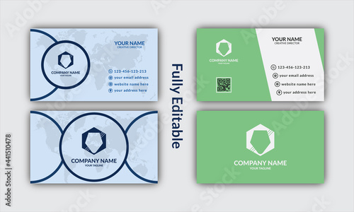 Creative and clean Double- sided business card. flat arranged business card inspiration and stationary design.