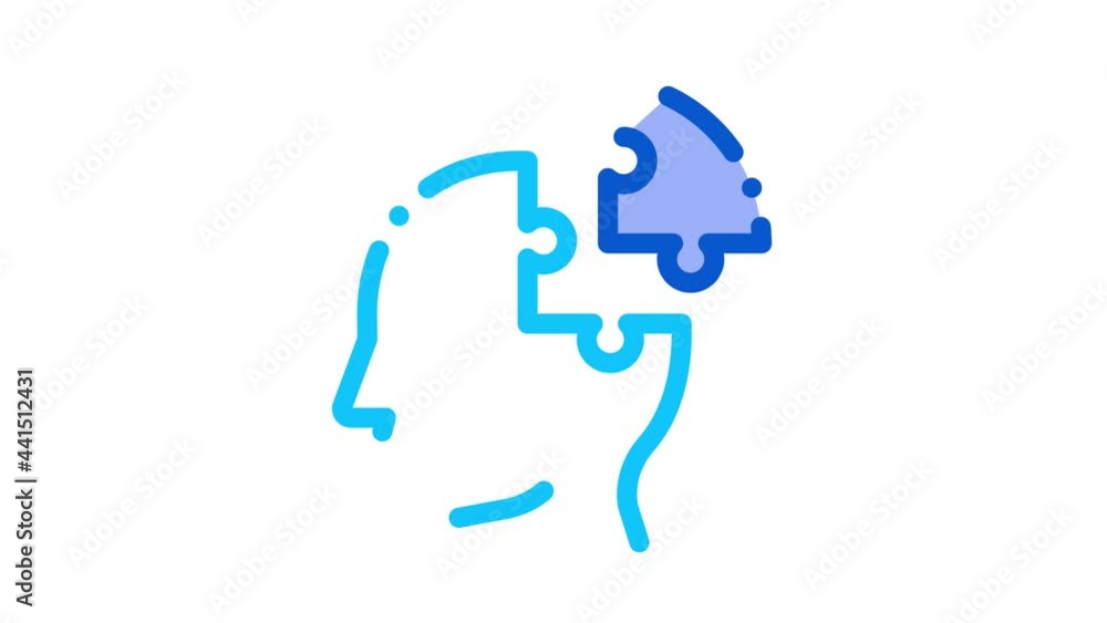 Puzzle Detail Man Silhouette Headache animated icon on white background Puzzle Detail Man Silhouette Headache animated icon on white background