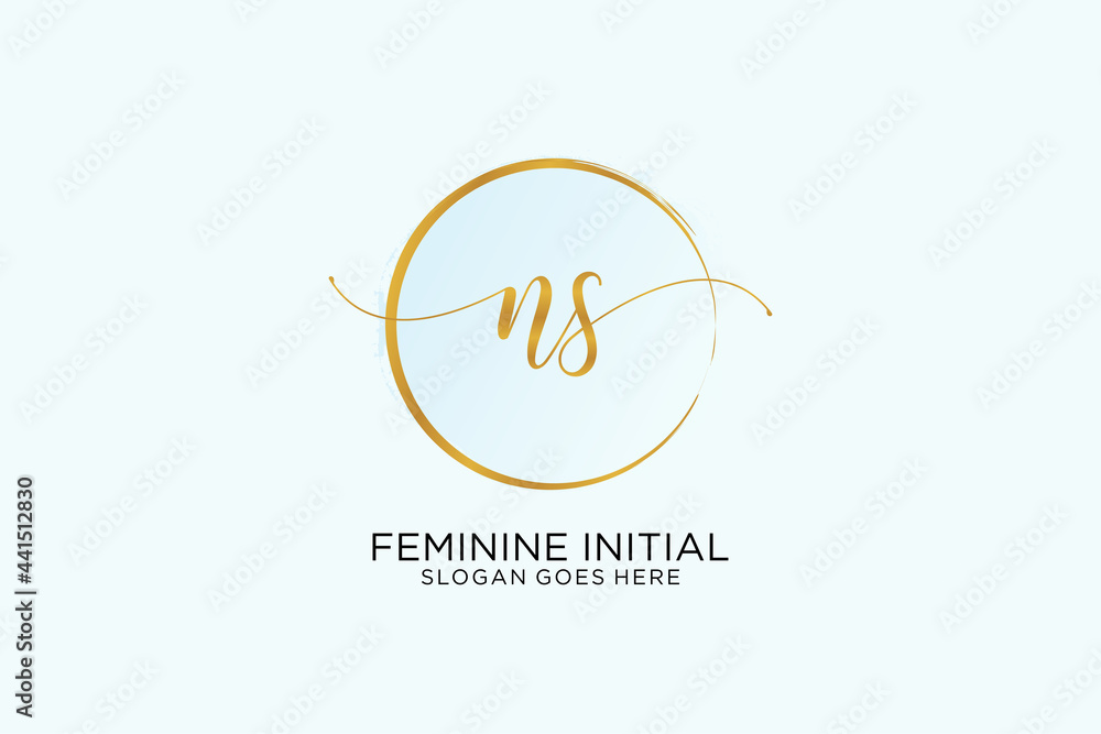 Initial NS handwriting logo with circle template vector signature ...