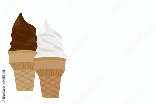 vector two ice cream flavors stacked on a white background