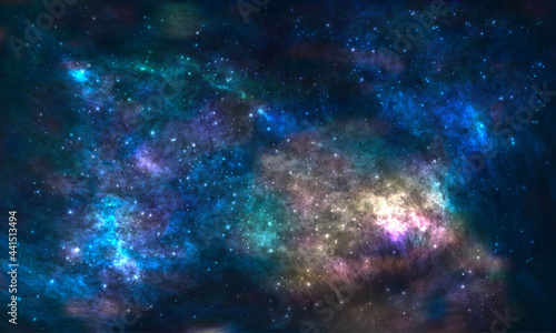 51346488 - space galaxy background with nebula  stardust and bright shining stars. vector illustration for your design  artworks