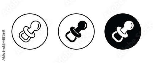 baby pacifier icon, dummy, soother, teether. Nipple icons button, vector, sign, symbol, logo, illustration, editable stroke, flat design style isolated on white linear pictogram