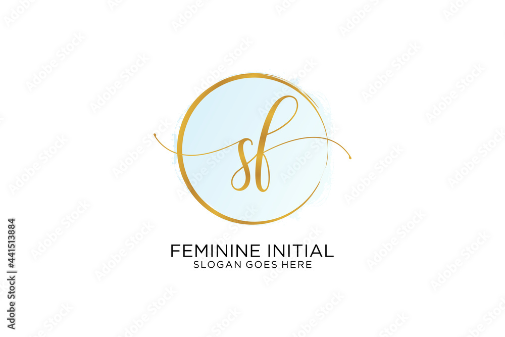 Initial SF handwriting logo with circle template vector signature ...