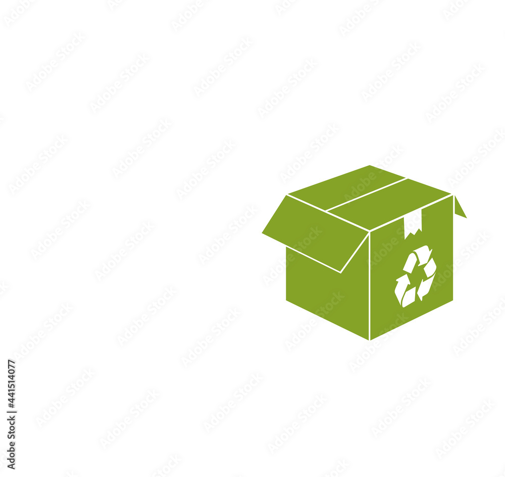 Illustration of a simple recycle box icon on white background with copy and text space. Illustration of a simple recycle box icon on white background with copy and text space.