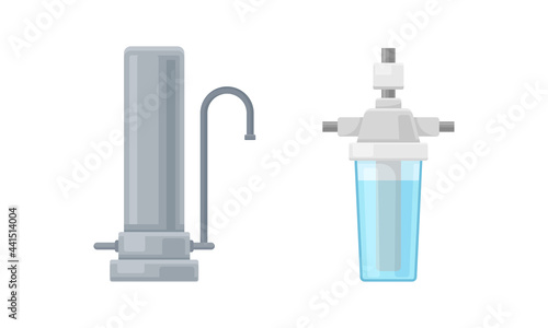 Water Filter or Water Purifier for Making Liquid Accessible for Drinking Vector Set