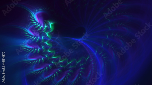 3D rendering abstract multicolor fractal light background