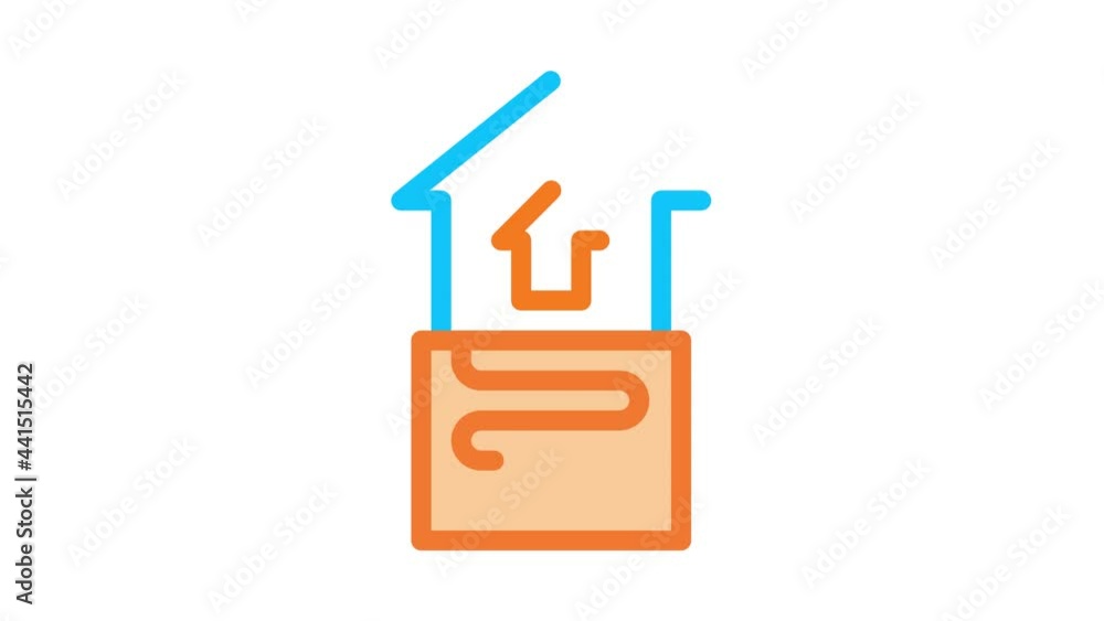 House Room Floor Heating Equipment animated icon on white background House Room Floor Heating Equipment animated icon on white background