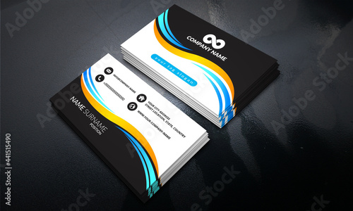 orange and blue color smart modern business card design templet