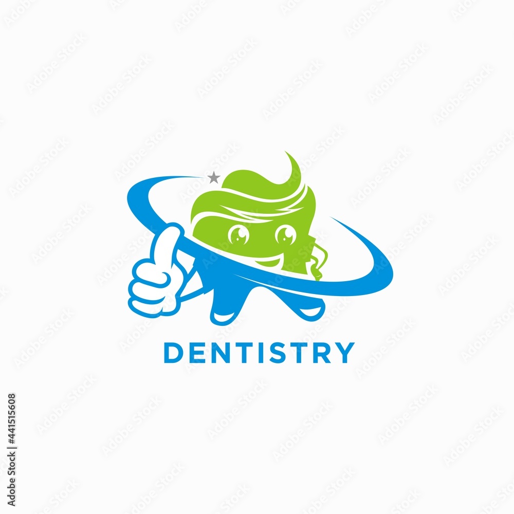 Dental care logo cartoon mascot design for kids