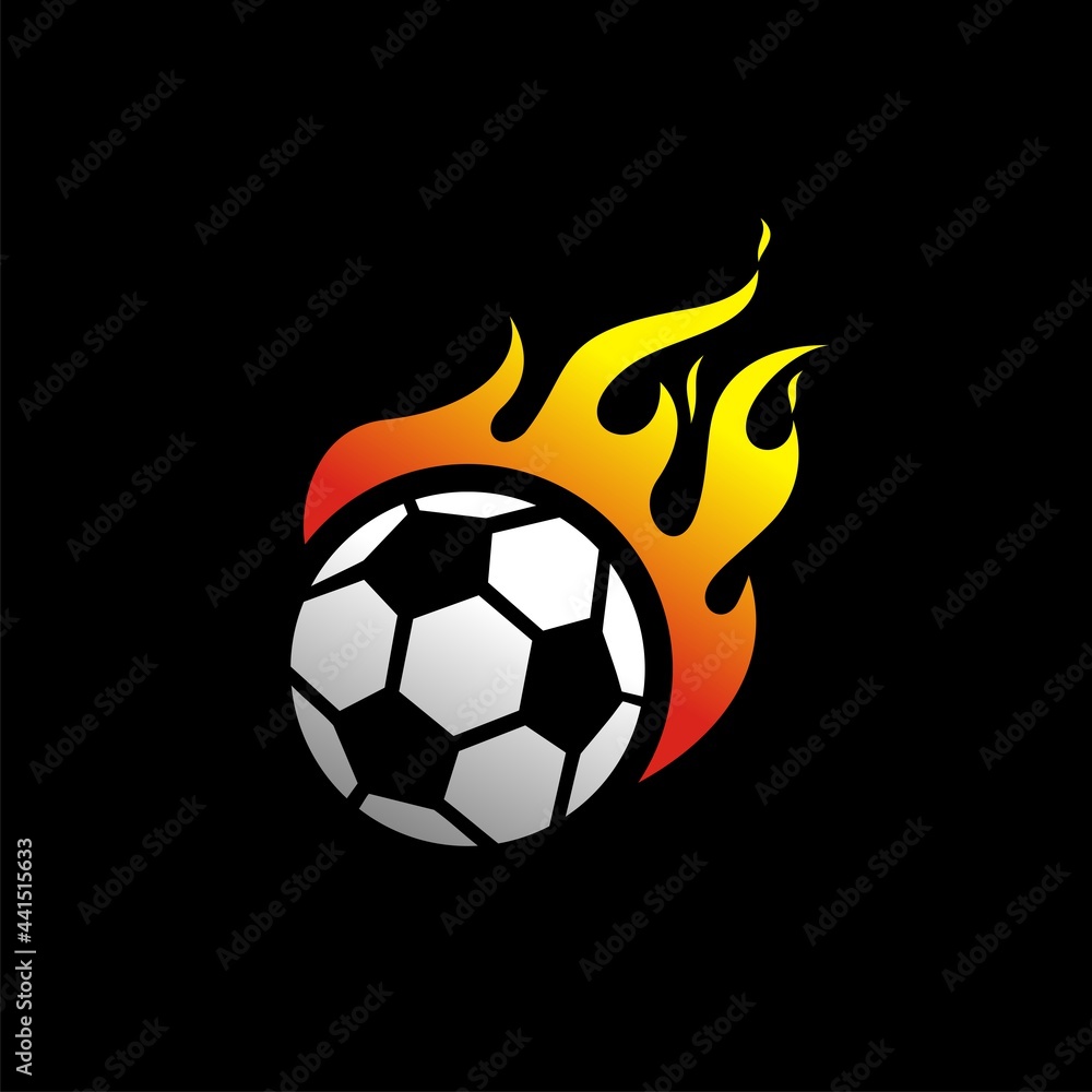 Fototapeta premium Football ball vector icon with flame design