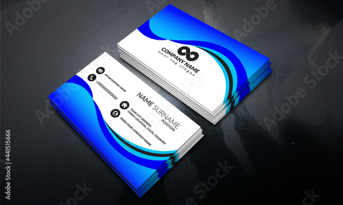blue and white color smart modern business card design templet