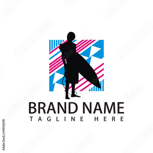 Canvas Print surfing logo icon vector