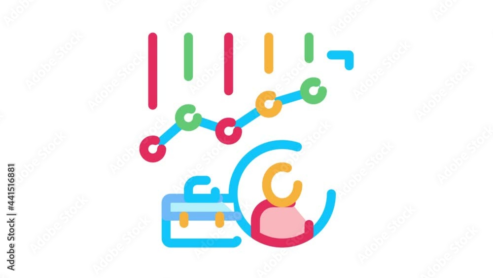 Graph Chart Avatar And Case Job Hunting animated icon on white background Graph Chart Avatar And Case Job Hunting animated icon on white background