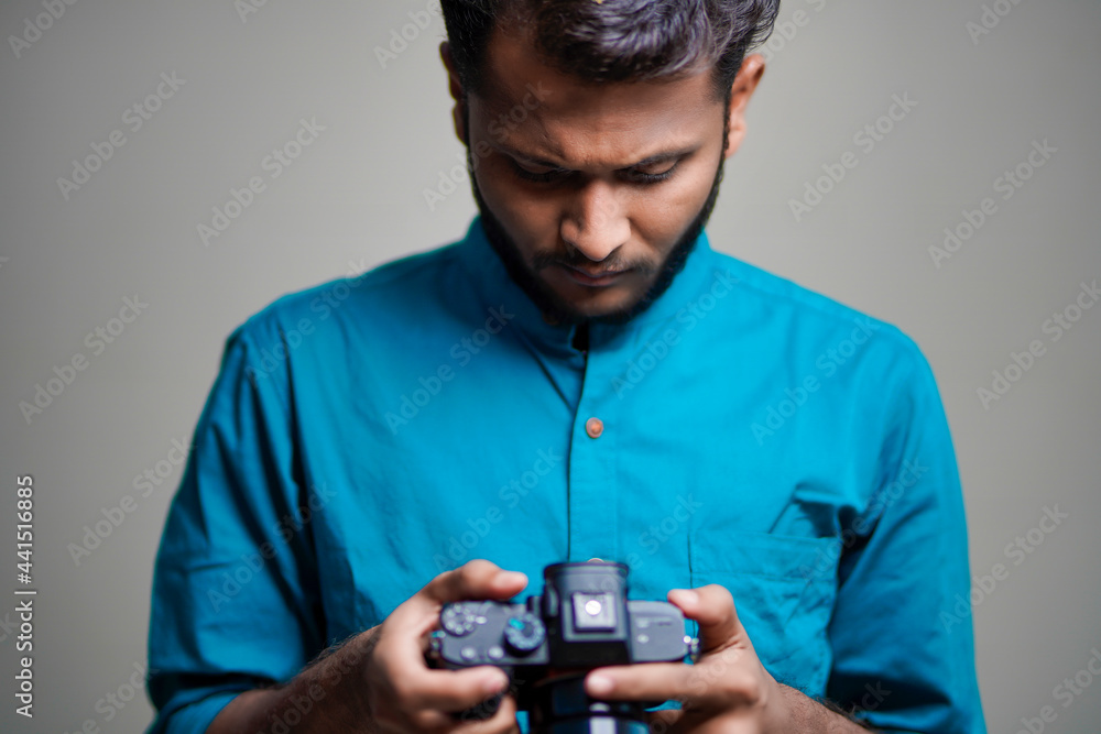 Photographer With Camera on white background. Photographer With Camera on white background.