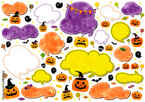 水彩 ハロウィン吹き出しセット