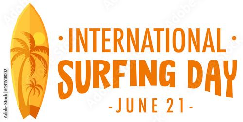 International Surfing Day logo banner isolated