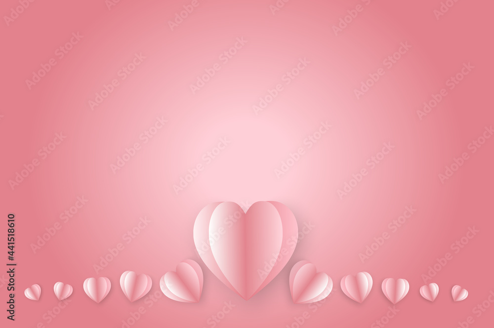 Paper elements in shape of heart  on pink background.