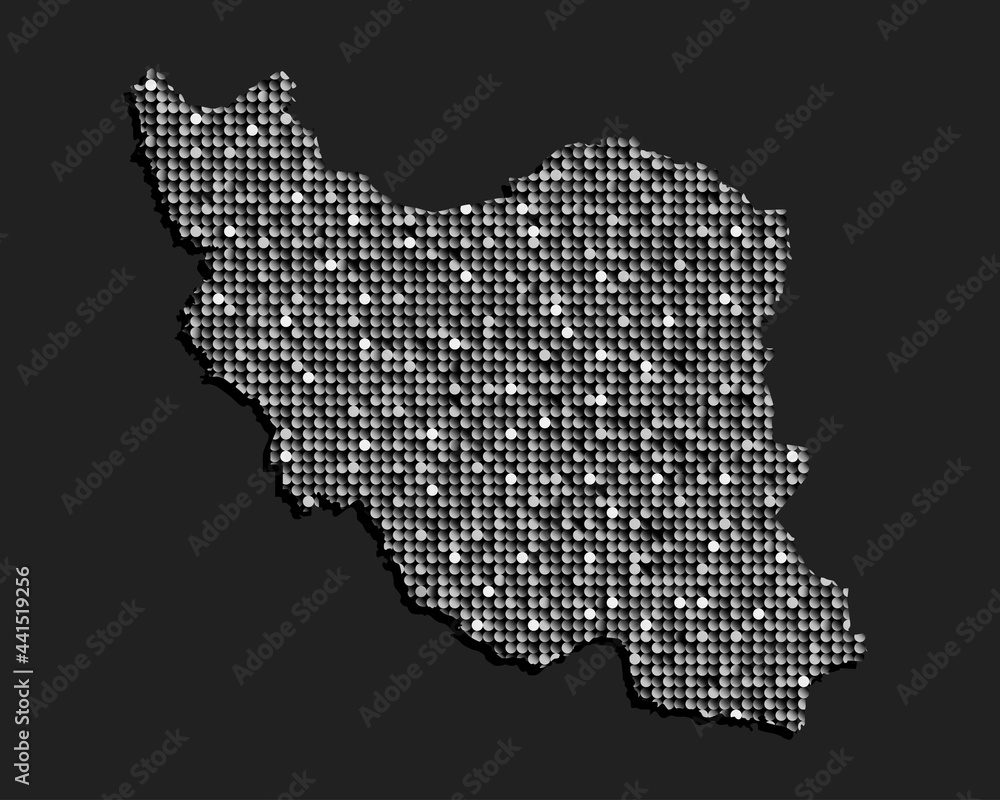 Vector map Iran from silver sequins or glitters