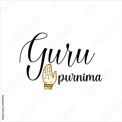 vector illustration of Happy guru Purnima greeting card, typography text.