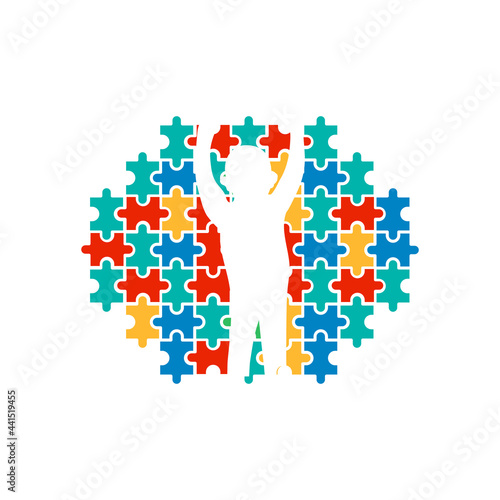 Autism puzzle icon design template vector isolated