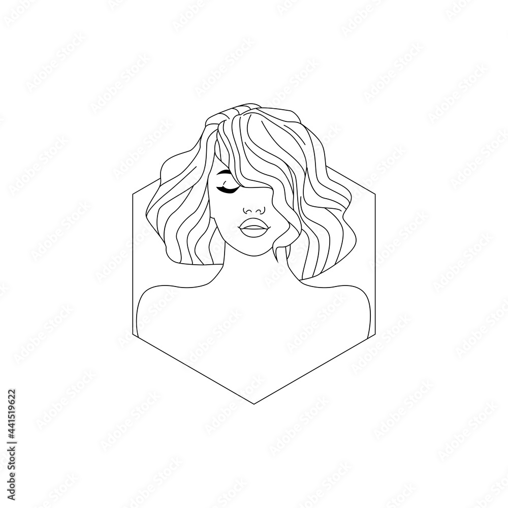 woman line art, beauty face girl. continuous line drawing woman line art, beauty face girl. continuous line drawing