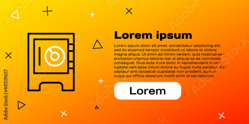 Line Safe icon isolated on yellow background. The door safe a bank vault with a combination lock. Reliable Data Protection. Colorful outline concept. Vector
