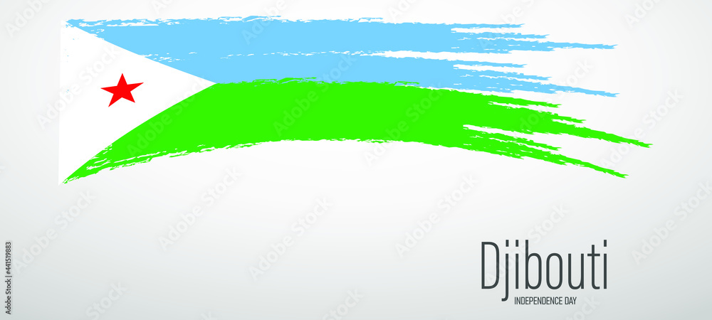 Djibouti independence day vector illustration with brush flag.