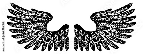 Pair Of Wings Vintage Engra...