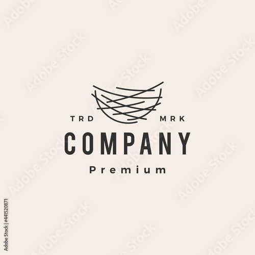 bird nest hipster vintage logo vector icon illustration
