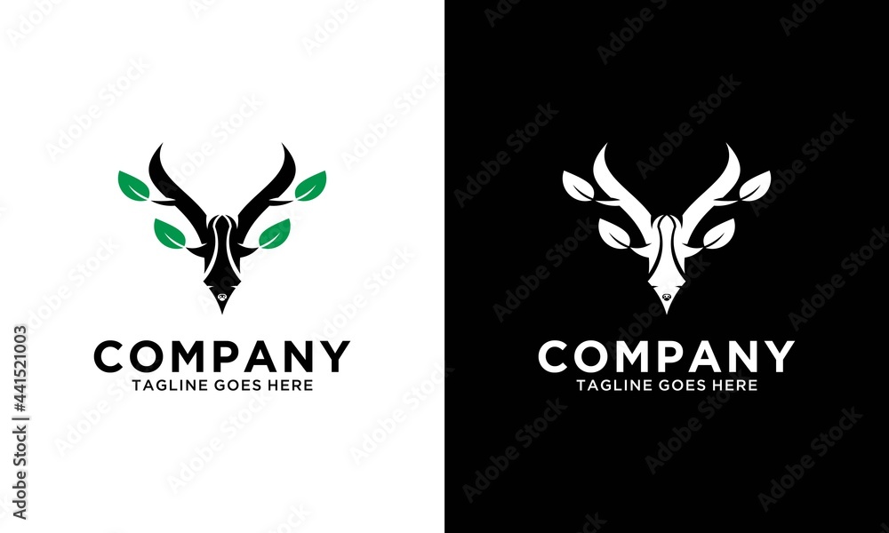 Creative modern deer leaf nature logo template. Vector illustration. Creative modern deer leaf nature logo template. Vector illustration.
