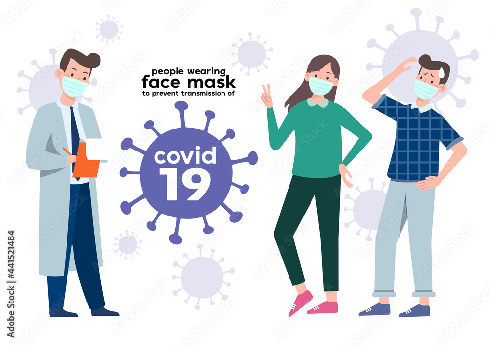 People wearing face mask to prevent transmission of COVID-19