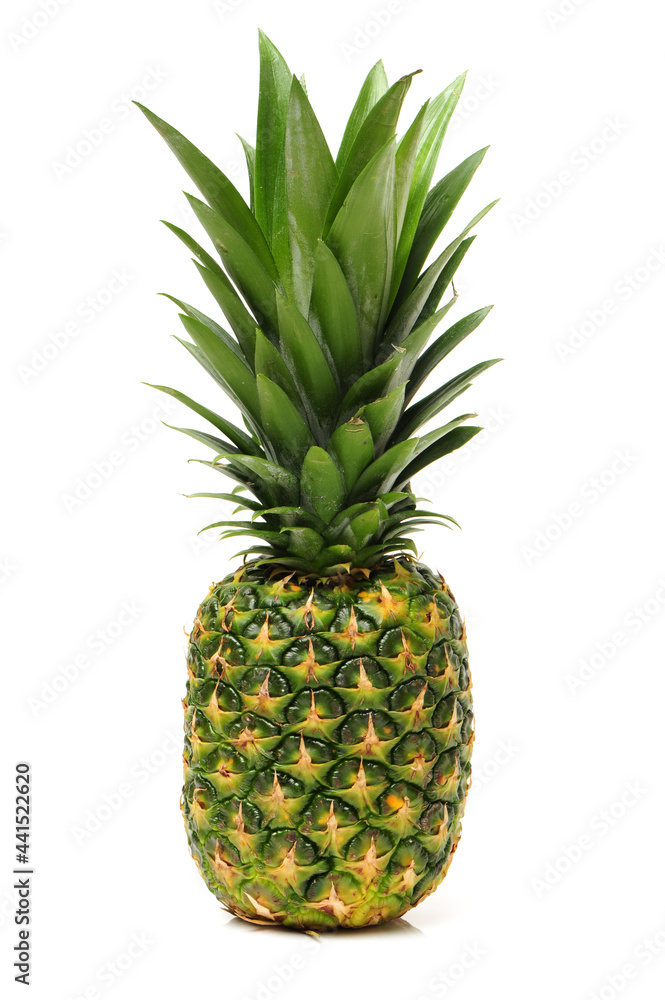 ripe pineapple on the white background 