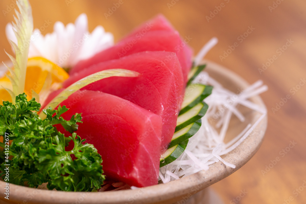 japanese tuna sashimi sushi set. japanese tuna sashimi sushi set.