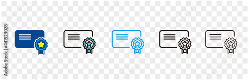 rectangular certificate icon in different style vector illustration