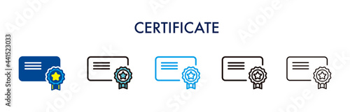 rectangular certificate icon in different style vector illustration