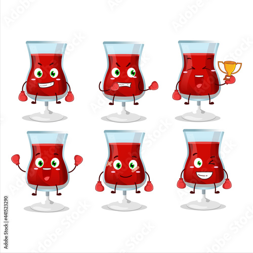 A sporty red wine boxing athlete cartoon mascot design