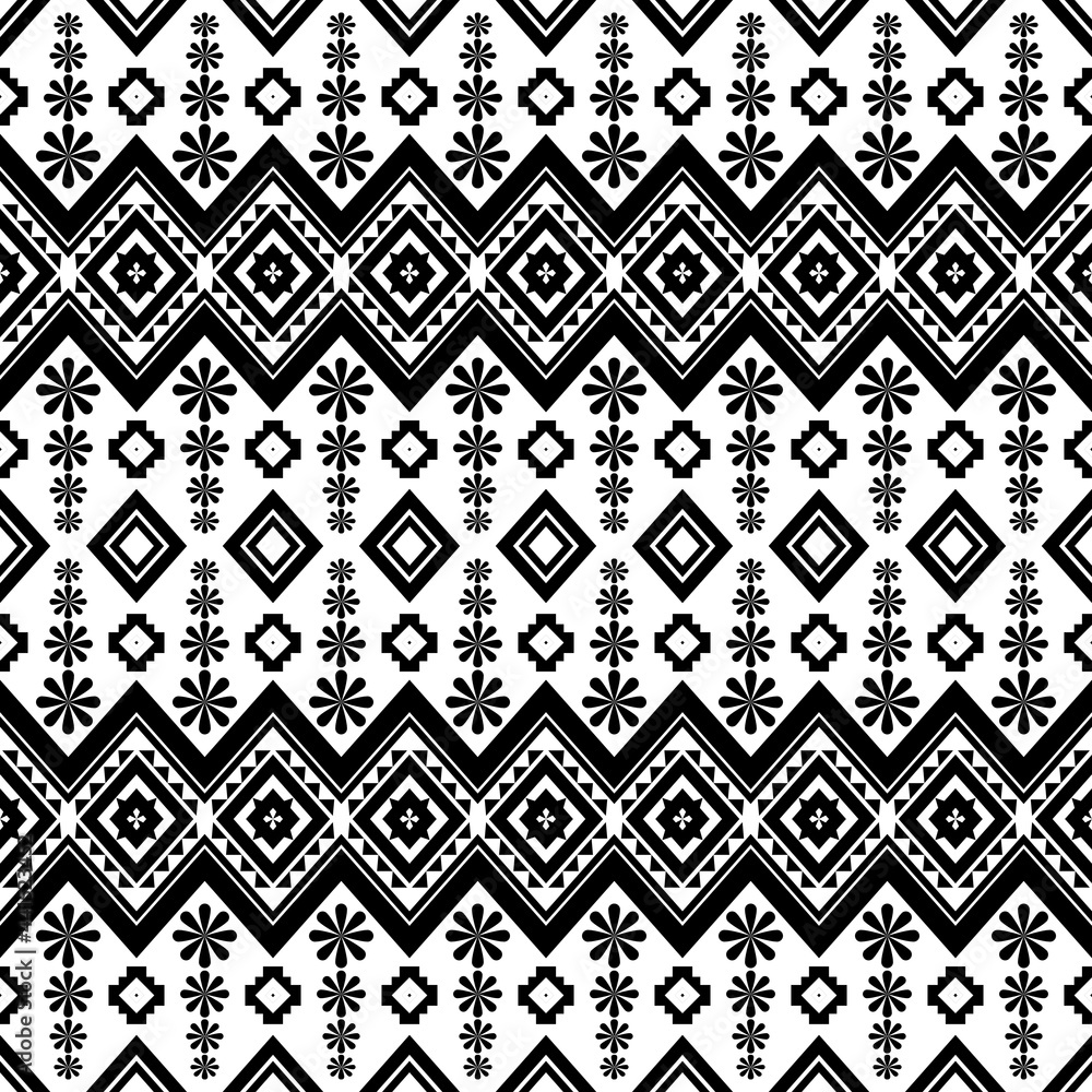 Seamless ethnic pattern. Black and white vector illustration. Seamless ethnic pattern. Black and white vector illustration.