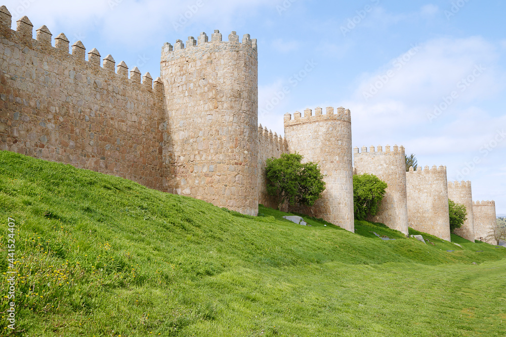 Ancient medieval city walls of Avila, Spain