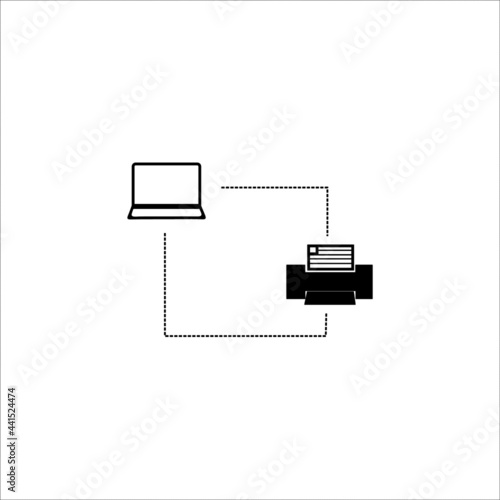 illustration of a computer and printer connection