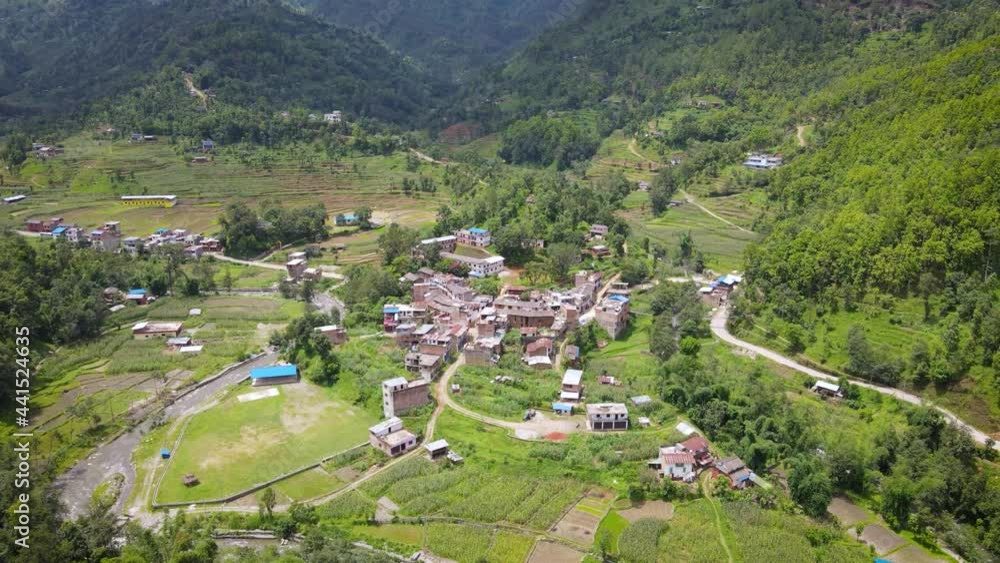 Panoramic view of village in Nepal, Aerial view Panoramic view of village in Nepal, Aerial view