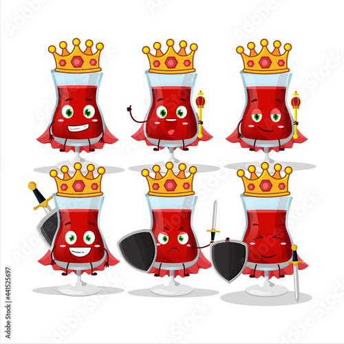 A Charismatic King red wine cartoon character wearing a gold crown