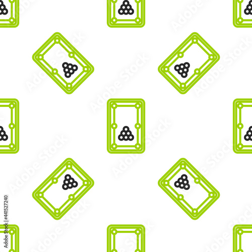 Line Billiard table icon isolated seamless pattern on white background. Pool table. Vector
