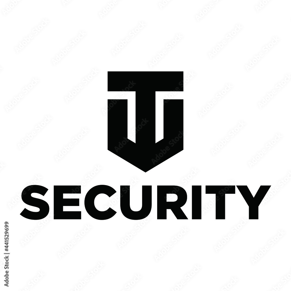 Fototapeta premium Abstract letter T logo design with shield vector graphic