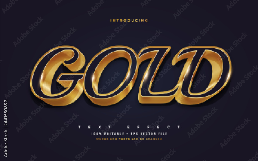 Luxury Blue and Gold Text Style with 3D Embossed Effect. Editable Text Style Effects