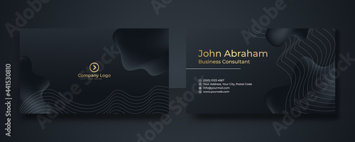Black and gold creative business card template. Modern Business Card - Creative and Clean Business Card Template. Elegant luxury clean dark business card Vector illustration