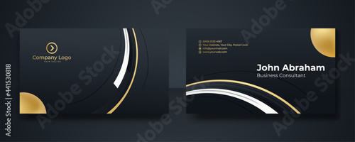 Black and gold creative business card template. Modern Business Card - Creative and Clean Business Card Template. Elegant luxury clean dark business card Vector illustration