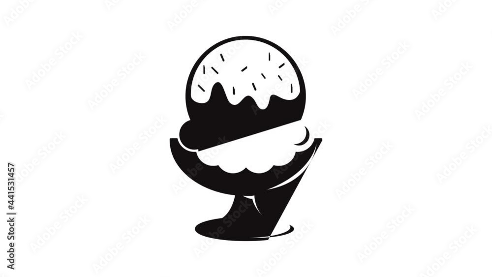 Glass ice cream icon animation simple best object on white