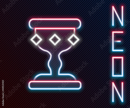 Glowing neon line Medieval goblet icon isolated on black background. Colorful outline concept. Vector